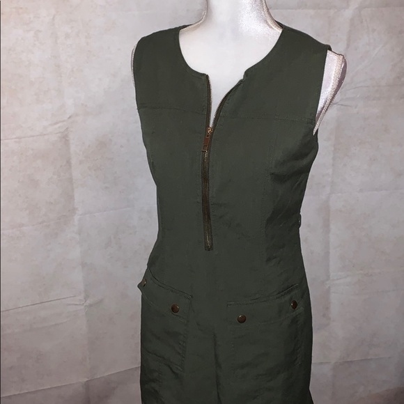 Sharagono Army Green Sleeveless Dress w/Zipper - Picture 2 of 10